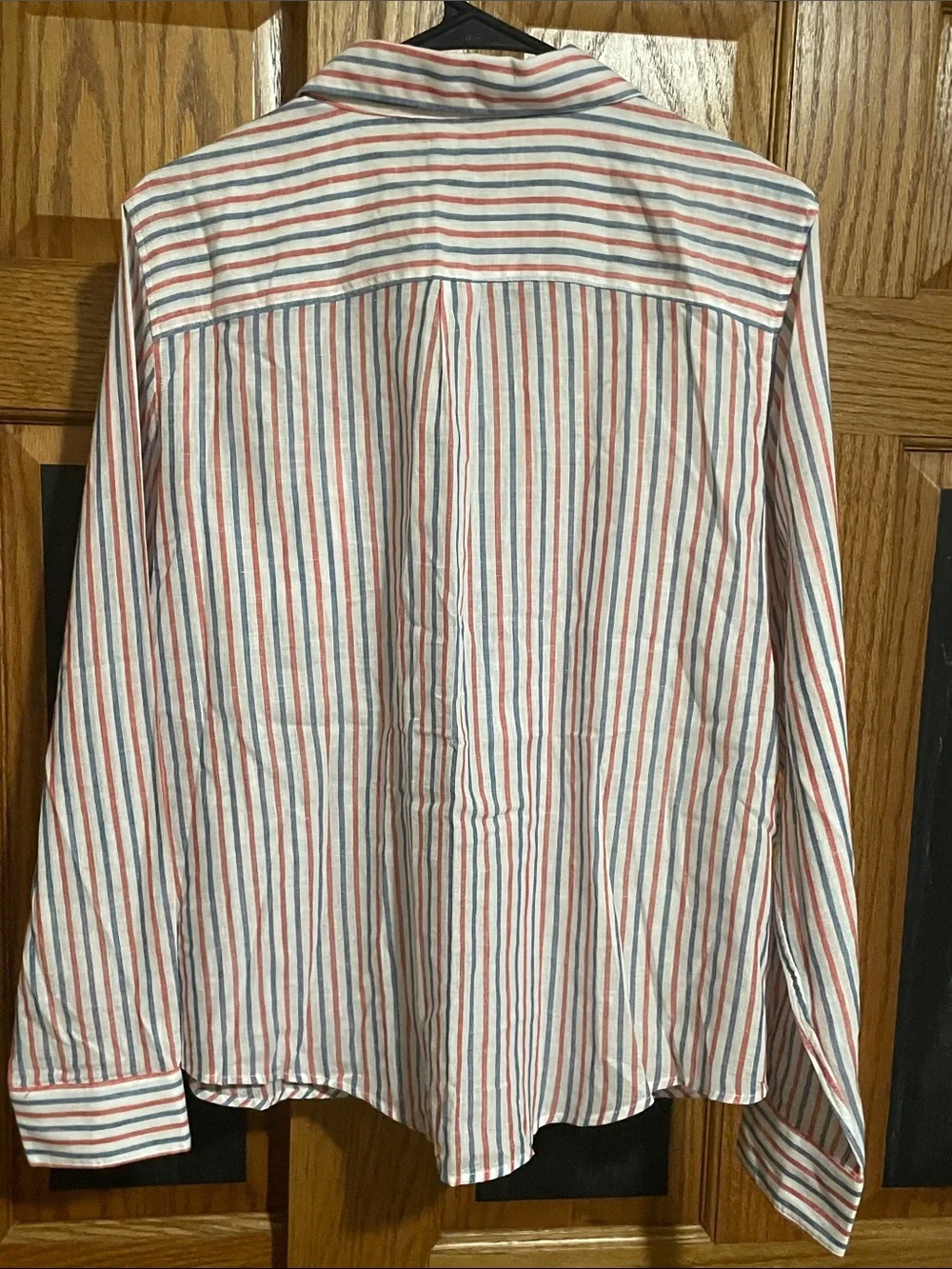 Banana Republic White Shirt with Red and Blue Stripes